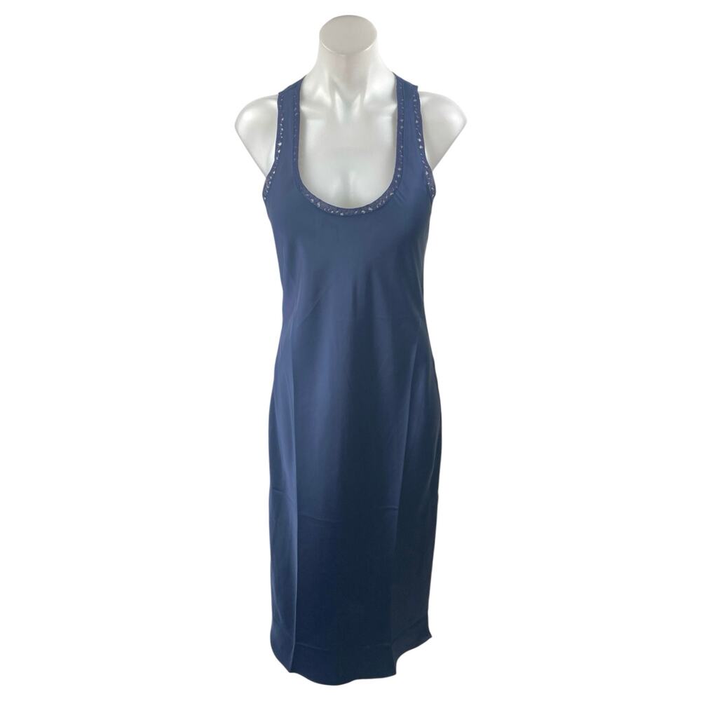 Heartloom Women's Blue Sleeveless Scoop Neck Stretch Midi Tank Bodycon Dress S - Picture 1 of 5